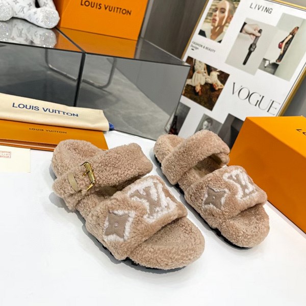 Pantofole di pelliccia casual da donna nuove di Louis Vuitton