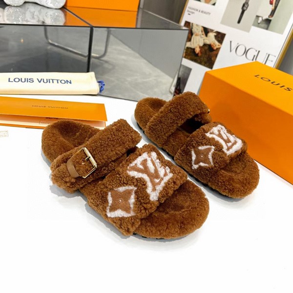 Pantofole di pelliccia casual da donna nuove di Louis Vuitton
