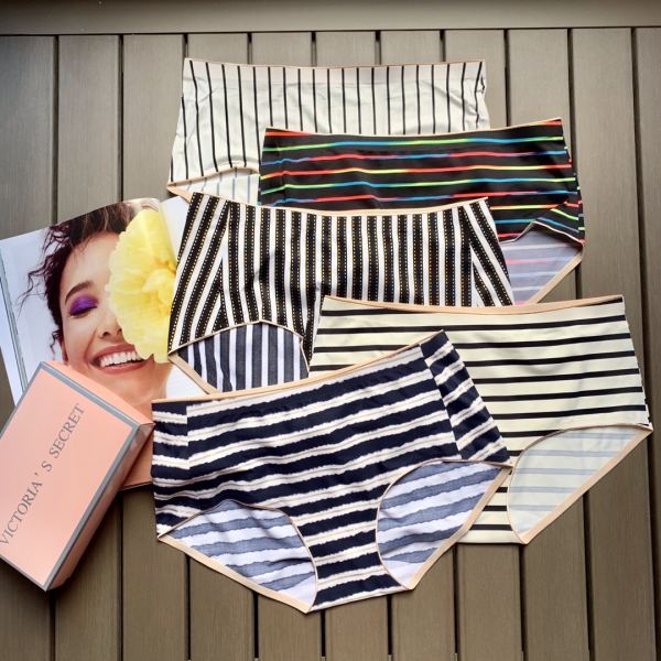 【5 pezzi】 Intimo senza cuciture a vita media da donna con stampa di nuova moda di Victoria's Secret