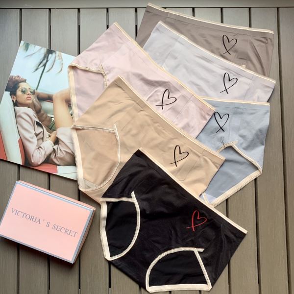 【6 pezzi】 Intimo senza cuciture a vita media da donna con stampa a cuore di Victoria's Secret Fashion