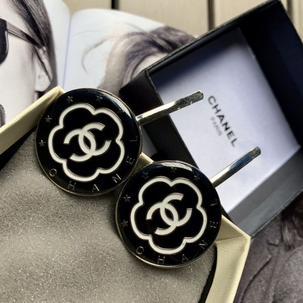 【2 pezzi】 Il nuovo fermaglio per capelli con fermaglio da tasca rotondo di Chanel / 4 cm