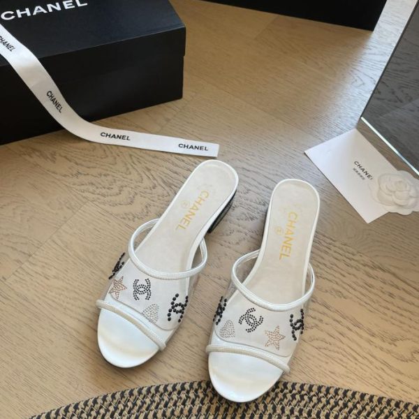 Chanel24P nuove pantofole con tacco spesso a bocca di pesce