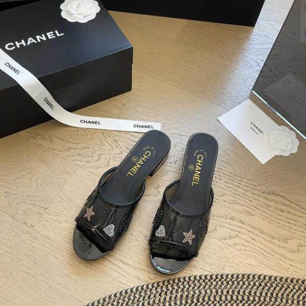 Chanel24P nuove pantofole con tacco spesso a bocca di pesce
