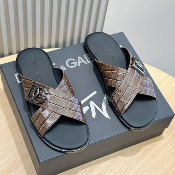 DOLCE & GABBANA ciabatte da uomo in pelle di vitello logo