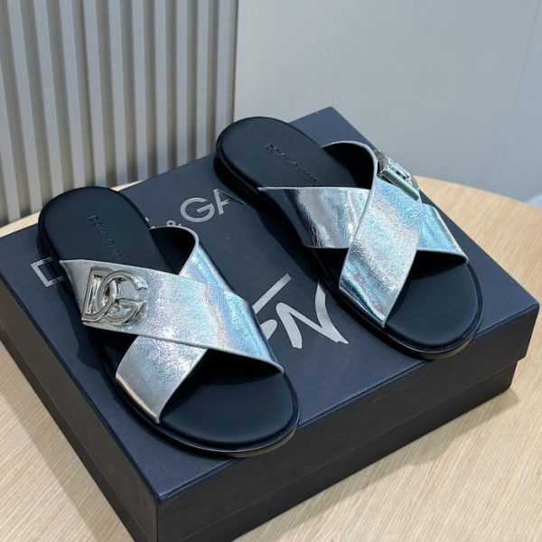 repliche,replica,perfette,siti di,affidabili,migliori siti,dove comprare,1:1,scarpe da ginnastica DOLCE & GABBANA ciabatte da uomo in pelle di vitello logo