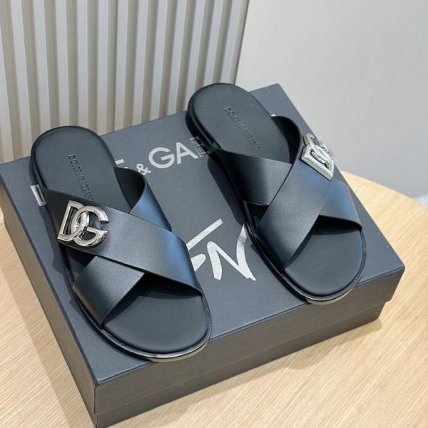 repliche,replica,perfette,siti di,affidabili,migliori siti,dove comprare,1:1,scarpe da ginnastica DOLCE & GABBANA ciabatte da uomo in pelle di vitello logo