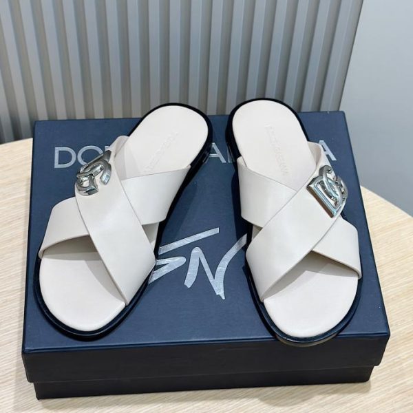 DOLCE & GABBANA ciabatte da uomo in pelle di vitello logo