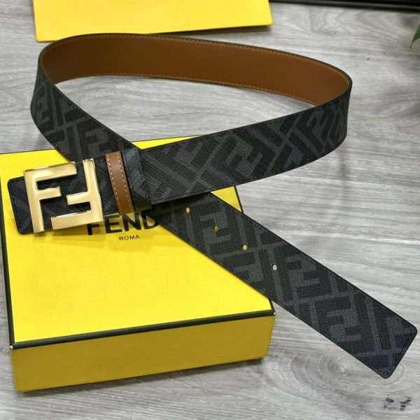 Cintura reversibile FENDI a doppio passante larga 4,0 cm