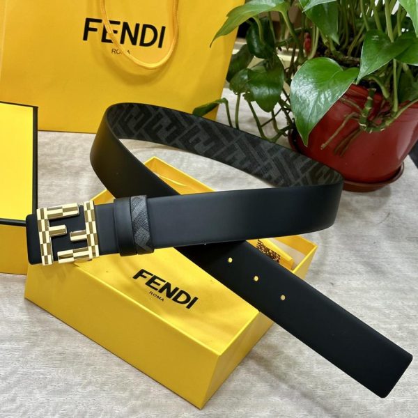 Cintura reversibile FENDI a doppio passante larga 4,0 cm