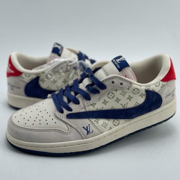 repliche,replica,perfette,siti di,affidabili,migliori siti,dove comprare,1:1,scarpe da ginnastica Travis Scott x Nike Air Jordan 1 Low x Louis VuittonAir Jordan 1 Low reverse suede bianco blu rosso barbetta