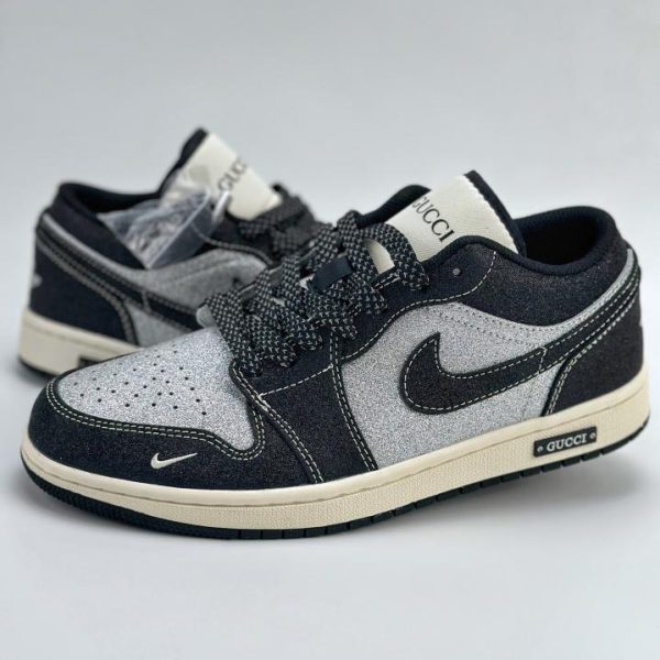 repliche,replica,perfette,siti di,affidabili,migliori siti,dove comprare,1:1,scarpe da ginnastica Air Jordan 1 Retro Low x GUCCI grigio argento pieno