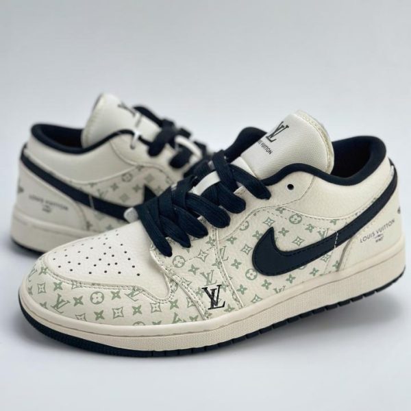 repliche,replica,perfette,siti di,affidabili,migliori siti,dove comprare,1:1,scarpe da ginnastica Air Jordan 1 Retro Low x Louis Vuitton stampa bianca e nera nuovi colori ufficiali
