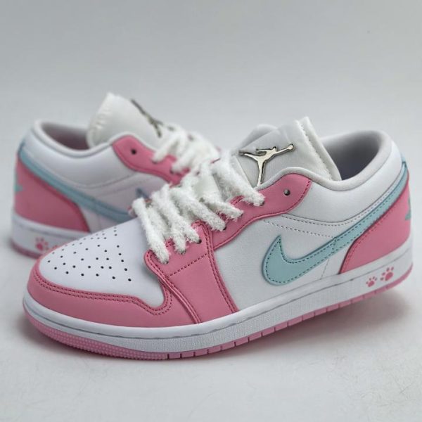 repliche,replica,perfette,siti di,affidabili,migliori siti,dove comprare,1:1,scarpe da ginnastica Air Jordan 1 Retro Low WhitePink FoamGlacier Blue nuovo colore ufficiale bianco e rosa