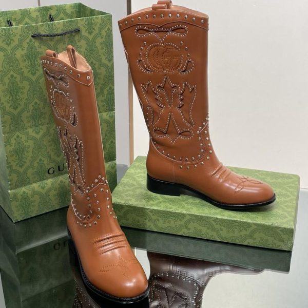 repliche,replica,perfette,siti di,affidabili,migliori siti,dove comprare,1:1,scarpe da ginnastica Stivali alti con borchie ricamate GG intrecciate di Gucci