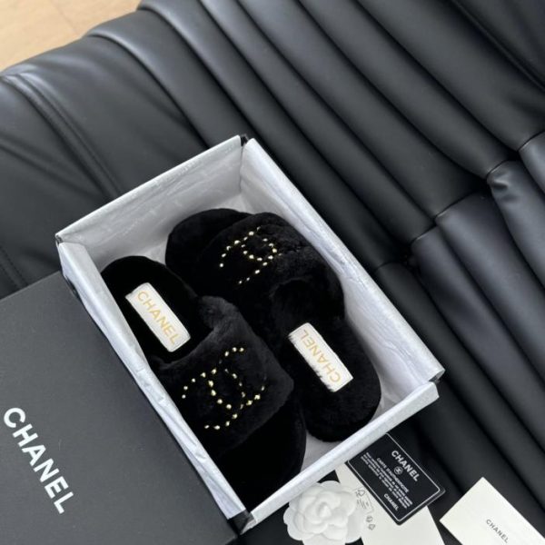 [Versione top] Chanel B nuove pantofole in pelliccia
