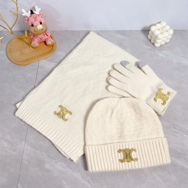 repliche,replica,perfette,siti di,affidabili,migliori siti,dove comprare,1:1,scarpe da ginnastica Cappello sciarpa Celine con guanti pom-pom abito a tre pezzi