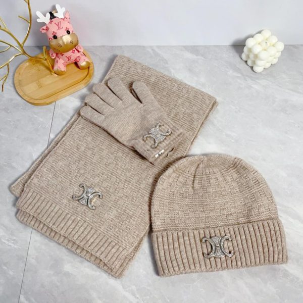 repliche,replica,perfette,siti di,affidabili,migliori siti,dove comprare,1:1,scarpe da ginnastica Cappello sciarpa Celine con guanti pom-pom abito a tre pezzi