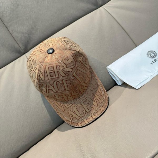 VERSACE nuovo berretto da baseball in tessuto primo strato di pelle bovina
