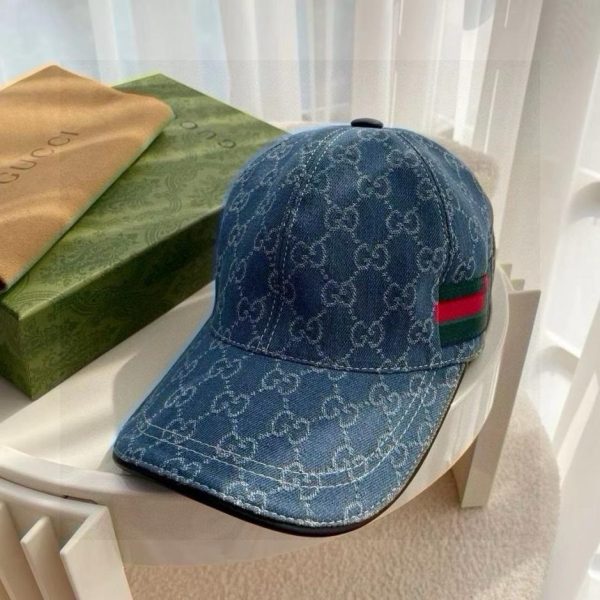repliche,replica,perfette,siti di,affidabili,migliori siti,dove comprare,1:1,scarpe da ginnastica Berretto da baseball classico Gucci Double G denim tessuto denim jacquard primo strato di pelle bovina