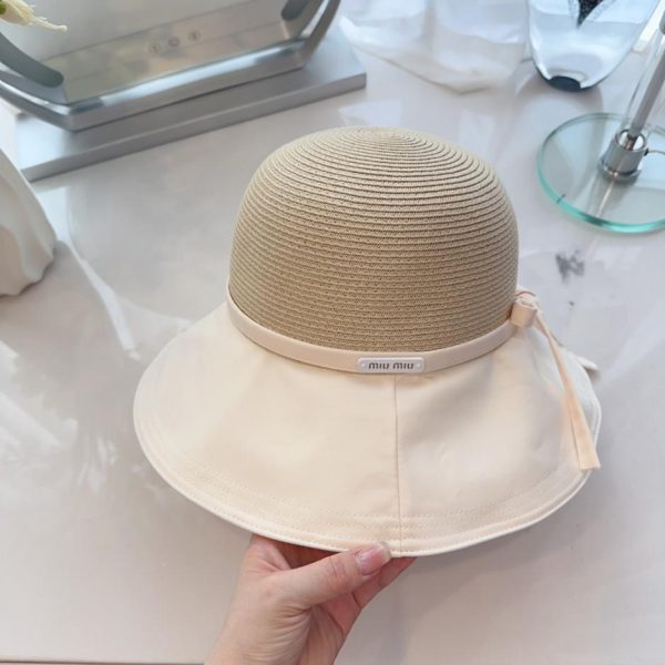 repliche,replica,perfette,siti di,affidabili,migliori siti,dove comprare,1:1,scarpe da ginnastica MiuMiu cappello da pescatore in paglia con fiocco nuovo stile primaverile ed estivo