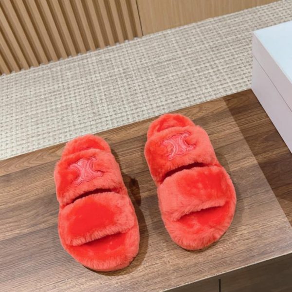 Pantofole classiche CELINE, pelle di pecora e lana