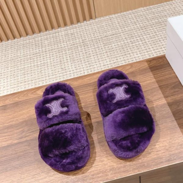 Pantofole classiche CELINE, pelle di pecora e lana