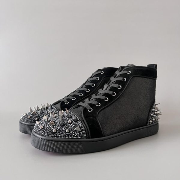 repliche,replica,perfette,siti di,affidabili,migliori siti,dove comprare,1:1,scarpe da ginnastica Sneakers alte Christian Louboutin Lou Spikes con rivetti di diamanti neri