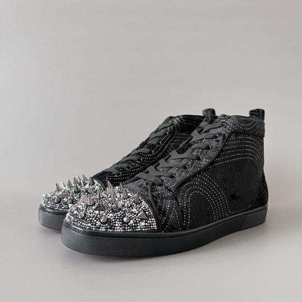 repliche,replica,perfette,siti di,affidabili,migliori siti,dove comprare,1:1,scarpe da ginnastica Christian Louboutin Lou Spikes sneakers alte in velluto nero