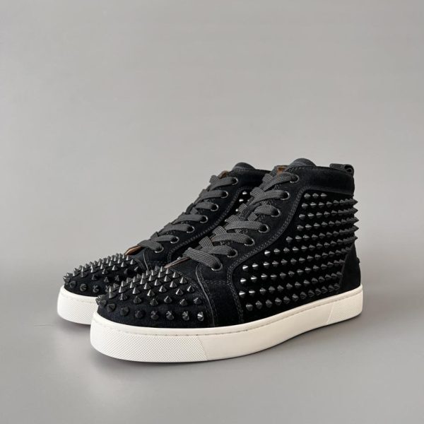 repliche,replica,perfette,siti di,affidabili,migliori siti,dove comprare,1:1,scarpe da ginnastica Christian Louboutin Lou Spikes sneakers alte tutte rivetti nere