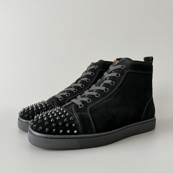 repliche,replica,perfette,siti di,affidabili,migliori siti,dove comprare,1:1,scarpe da ginnastica Christian Louboutin Lou Spikes sneakers alte tutte rivetti nere