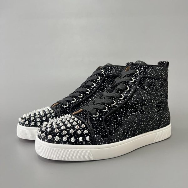 repliche,replica,perfette,siti di,affidabili,migliori siti,dove comprare,1:1,scarpe da ginnastica Christian Louboutin Lou Spikes sneakers alte con rivetti lampeggianti neri