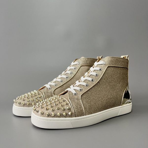 repliche,replica,perfette,siti di,affidabili,migliori siti,dove comprare,1:1,scarpe da ginnastica Sneaker alte Christian Louboutin Lou Spikes con rivetti flash dorati