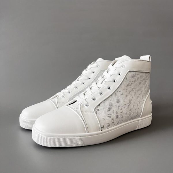 repliche,replica,perfette,siti di,affidabili,migliori siti,dove comprare,1:1,scarpe da ginnastica Christian Louboutin Lou Spikes sneakers alte bianche perforate