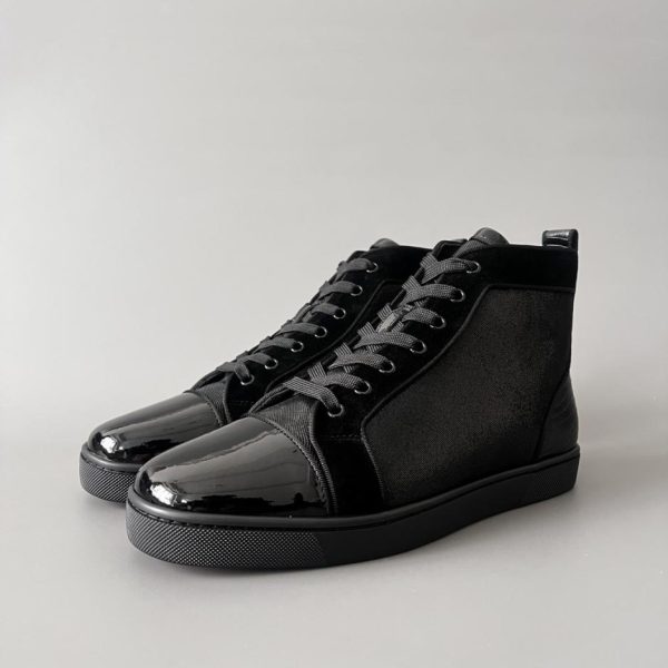 repliche,replica,perfette,siti di,affidabili,migliori siti,dove comprare,1:1,scarpe da ginnastica Christian Louboutin Lou Spikes sneakers alte tutte nere