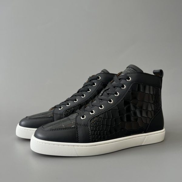 repliche,replica,perfette,siti di,affidabili,migliori siti,dove comprare,1:1,scarpe da ginnastica Christian Louboutin Lou Spikes sneakers alte con stampa coccodrillo