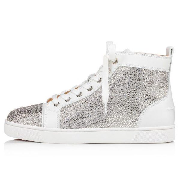 repliche,replica,perfette,siti di,affidabili,migliori siti,dove comprare,1:1,scarpe da ginnastica Christian Louboutin Lou Spikes sneakers alte in argento con diamanti