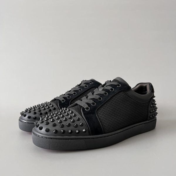 repliche,replica,perfette,siti di,affidabili,migliori siti,dove comprare,1:1,scarpe da ginnastica Christian Louboutin Louis Junior Spikes Studded Scarpe da ginnastica basse nere