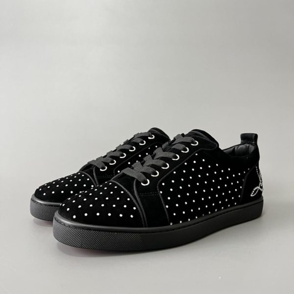 repliche,replica,perfette,siti di,affidabili,migliori siti,dove comprare,1:1,scarpe da ginnastica Christian Louboutin Louis Junior Spikes sneakers basse con diamanti argento