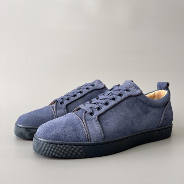 repliche,replica,perfette,siti di,affidabili,migliori siti,dove comprare,1:1,scarpe da ginnastica Christian Louboutin Louis Junior Spikes sneakers basse con ricami grigi e blu