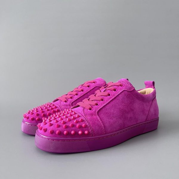 repliche,replica,perfette,siti di,affidabili,migliori siti,dove comprare,1:1,scarpe da ginnastica Christian Louboutin Louis Junior Spikes Studded Sneakers basse rosa rosso