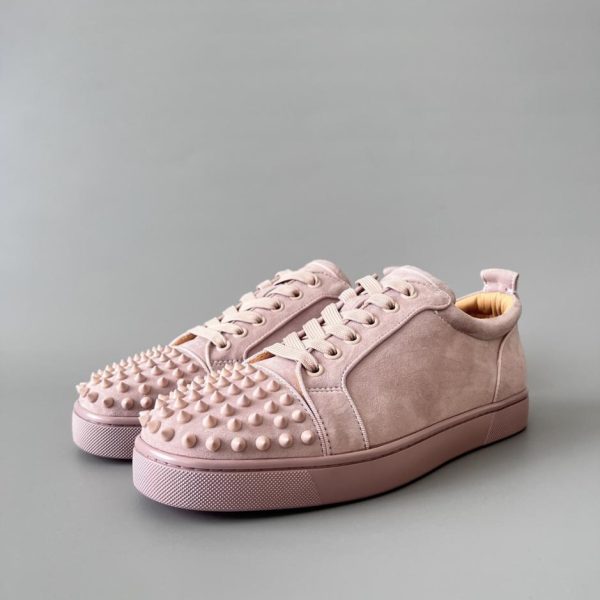repliche,replica,perfette,siti di,affidabili,migliori siti,dove comprare,1:1,scarpe da ginnastica Christian Louboutin Louis Junior Spikes Studded Sneakers basse rosa nudo