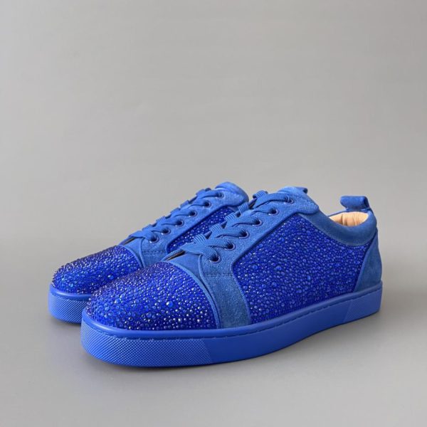 repliche,replica,perfette,siti di,affidabili,migliori siti,dove comprare,1:1,scarpe da ginnastica Christian Louboutin Louis Junior Spikes sneakers basse blu diamante