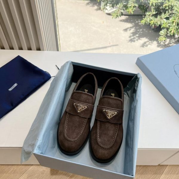 G011 PRADA nuove scarpe in lana con logo triangolo autunno e inverno