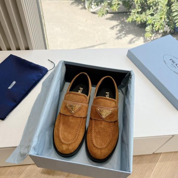 G011 PRADA nuove scarpe in lana con logo triangolo autunno e inverno