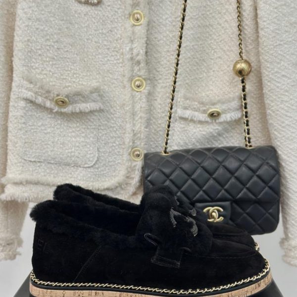 CHANE nuove scarpe in pelliccia doppia C autunno inverno