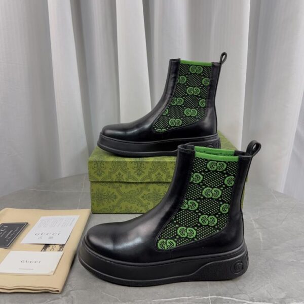 repliche,replica,perfette,siti di,affidabili,migliori siti,dove comprare,1:1,scarpe da ginnastica Stivaletti Chelsea patchwork in maglia GG con suola spessa GUCCI