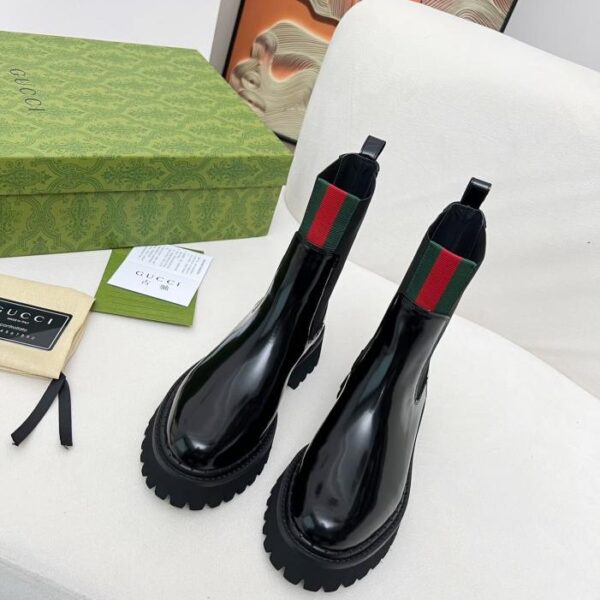 GUCCI autunno e inverno ultimi stivaletti elastici in tessitura rossa e verde