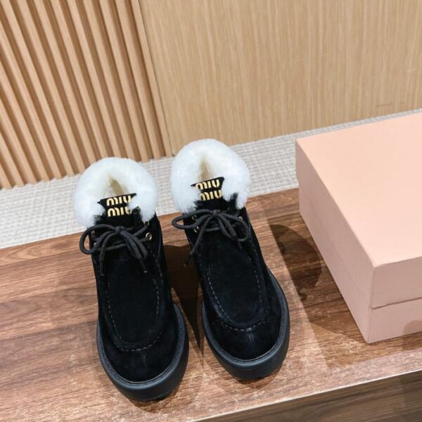 Scarpe Chelsea rialzanti Miu Miu in pelle scamosciata con suola spessa e stringate