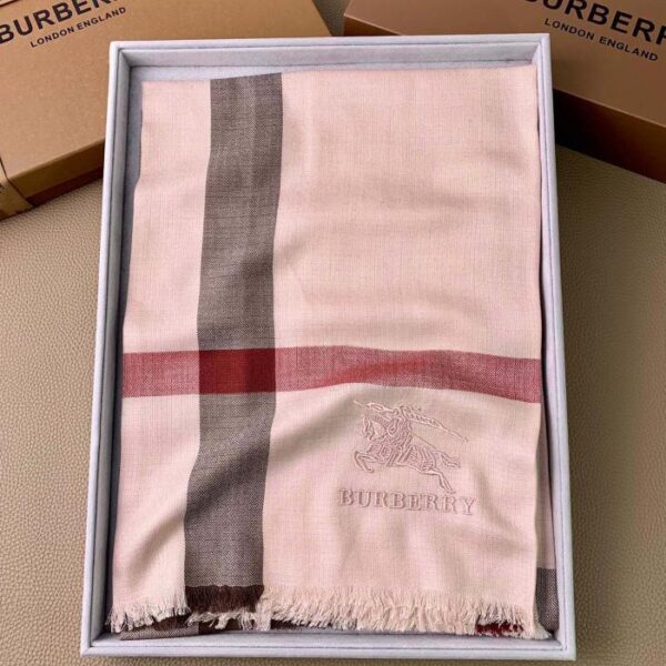 Sciarpa Burberry in velluto sottile con motivo check classico rosa fumé