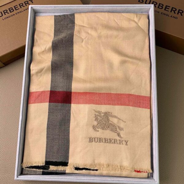 Burberry Classic Camel Sciarpa Burberry in velluto sottile con motivo classico check
